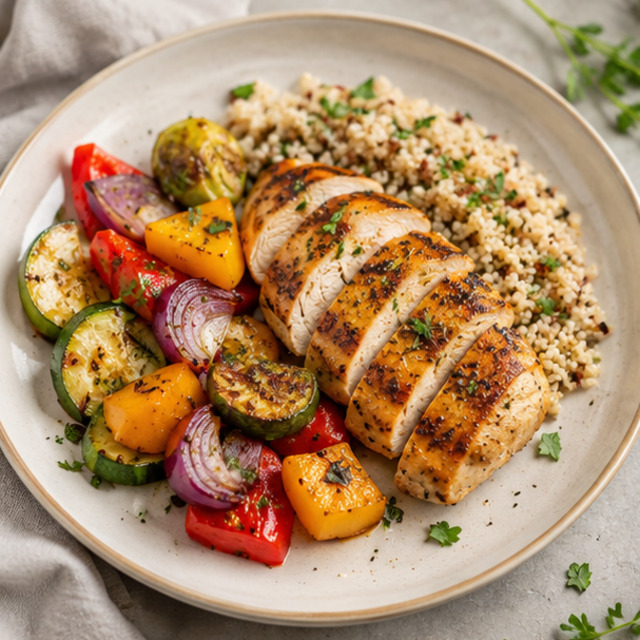 Chicken breast with braised cabbage