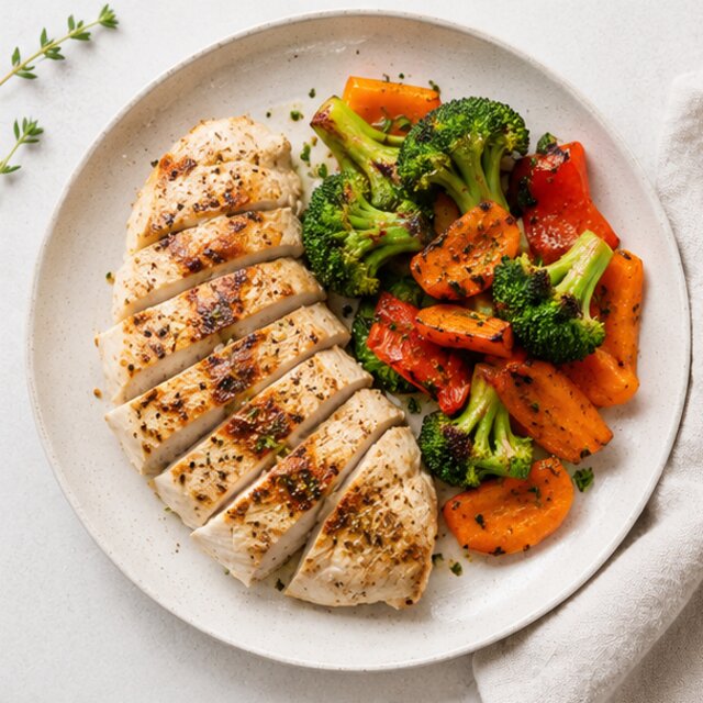 Chicken breast with lentils and herbs
