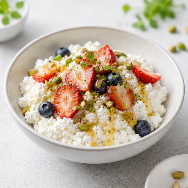 Cottage cheese with blueberries