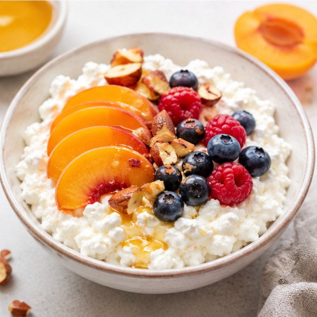 Cottage cheese with peach
