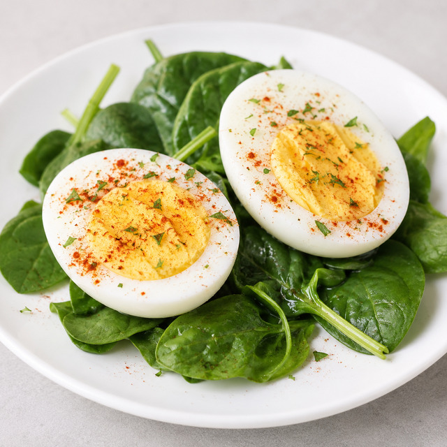 Hard-boiled egg and cucumbers