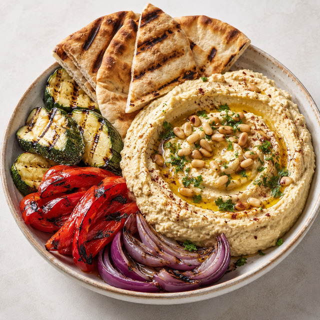 Hummus with carrots and a whole-grain crispbread