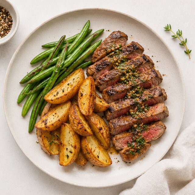 Beef with lentils and braised vegetables