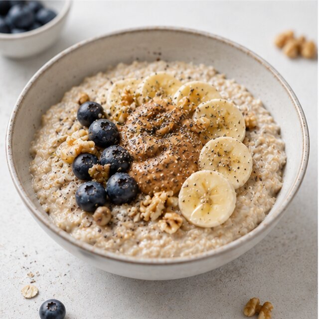 Oatmeal with blueberries and almonds