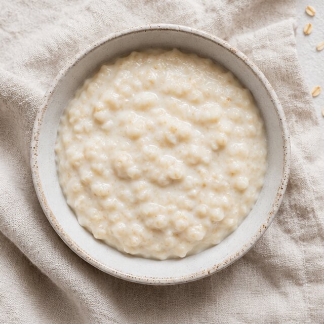 Warm oatmeal with peach