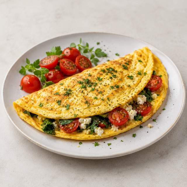 Omelet with broccoli, cheese and whole grain bread