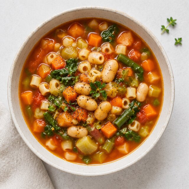 Bean soup with whole grain bread