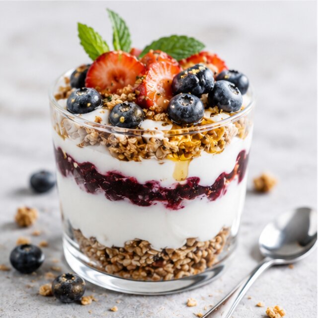 Plain yogurt with berries