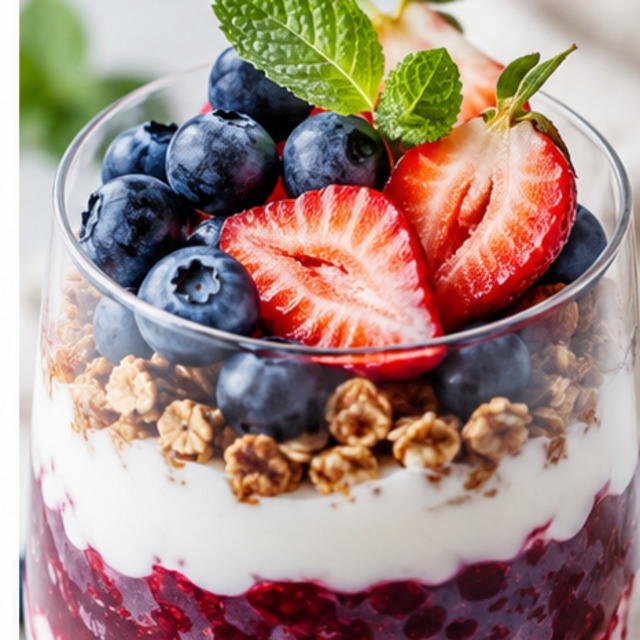 Plain yogurt with blueberries